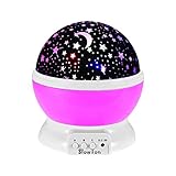 SlowTon Star Night Light Projector for Kids, Starry Lighting Lamp Rotating Bedside Rest Light Baby Sleep Soothers Colorful LED Moon Star for Baby Nursery Bedroom Room (Pink)