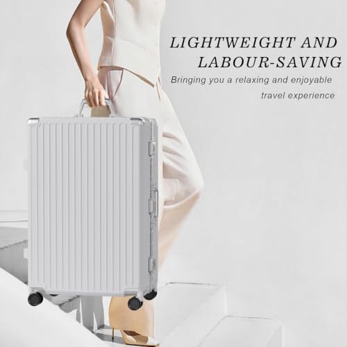 Image of AnyZip Luggage Sets 2 Piece Aluminum Frame Carry On and Checked Suitcase PC ABS Hard Shell TSA Lock No Zipper(Silver, 20 /28)