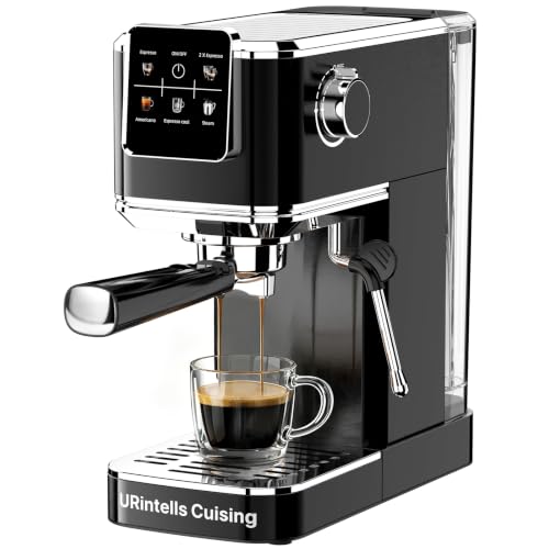 Image of URintells Cuising Espresso Machine 20 Bar,Touch Screen Espresso Maker with Steam Milk Frother,Stainless Steel Expresso Coffee Machine for Cappuccino Latte Cold Brew,1350W Fast Heat Up System,Black