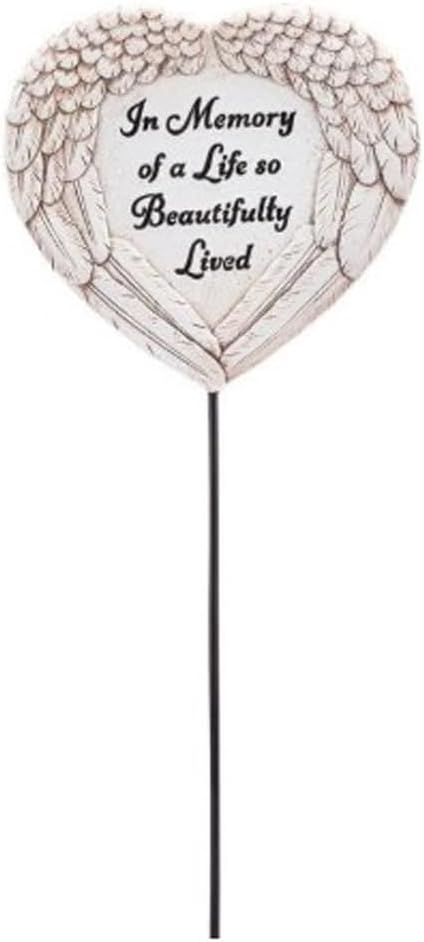 Napco Imports in Memory of A Life So Beautifully Lived Angel Wings 4.25 Inch Ivory Resin Decorative Floral Pick