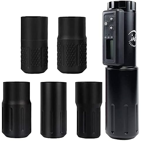 Ink Permanent Saber Wireless Rotary Pen Tattoo Machine with Grips, 10500 Rpm Coreless Motor, 2000 mAh Battery, 8 Working Hours, Adjustable Needle for Lining and Shading (Black) Cover