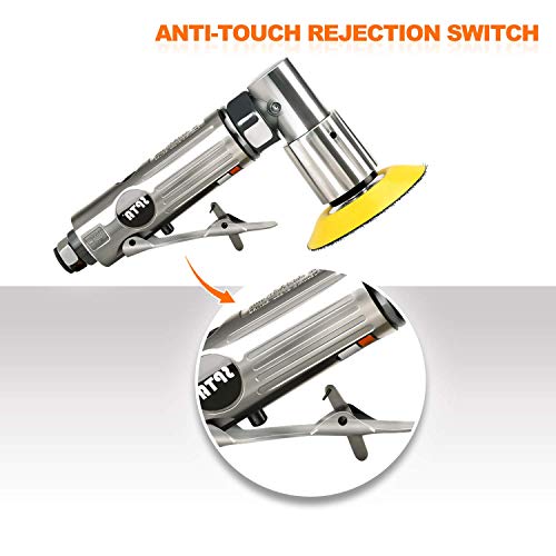 Spta Mini Air Angle Sander Grinder Air Random Palm Sander Air Orbital Sander With M6 Backing Plate Car Polisher Sets With 36Pcs Mix Grit 80Mm, 50Mm, 25Mm Sanding Disc Sanding Pads #TOP2