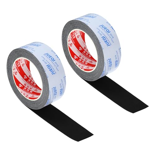 PATIKIL 1-9/16"W x 3/64" T x 16.4Ft EVA Single Sided Foam Tape, 2Pcs Multipurpose Sealing Strip Foam Waterproof Weather Stripping Foam Sealing Foam Strips with Adhesive for Door, Black