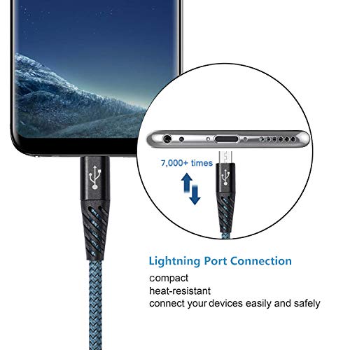 High Speed Micro Usb Cable 5 Pack 10Ft Android Cell Phone Charger Cables Nylon Braided Fast Charging Short Cord Compatible With Samsung S7 J7 Lg Htc Motorola Kindle Blackberry Nexus Xbox Ps4 Blue #TOP3