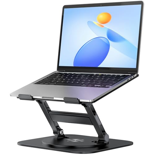 MCHOSE Laptop Stand, H-Design Stable Computer Stand, Ergonomic Laptop Riser with 360° Rotating Base, Notebook Compatible with All 10-17” Laptops, Black