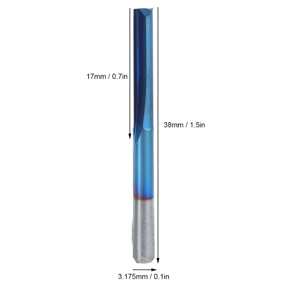 TOPINCN Herramienta de Corte con de 3,175mm con Revestimiento Azul para Fresa Recta de Madera Contrachapada, 10 Uds.