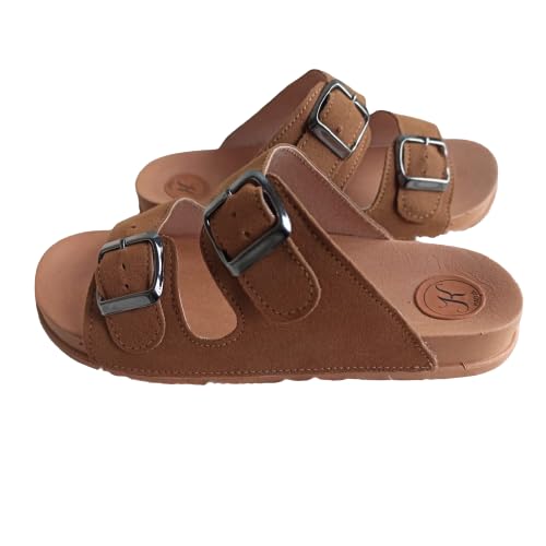 Sandália Birken Papete Feminina Masculina Unissex com Fivelas Ajustaveis Kadja (Caramelo, BR, Adulto