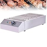 Plancha eléctrica de Mesa, Parrilla eléctrica portátil para Interiores sin Humo. Calentamiento rápido, tamaño 43×26 cm, Rango de Temperatura 50-300 °C. Ideal para Restaurante y hogar