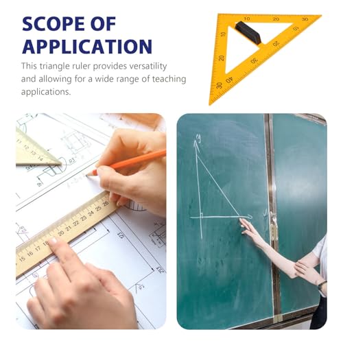 Regla triangular amarilla INOOMP de plástico con mango desmontable para profesores 5