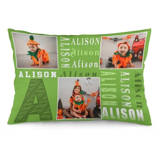 Long Green Custom Personalized Picture Throw Pillow Cover, Customized Gifts for Girlsfriends, Personalized Body Pillow Case for Sofa