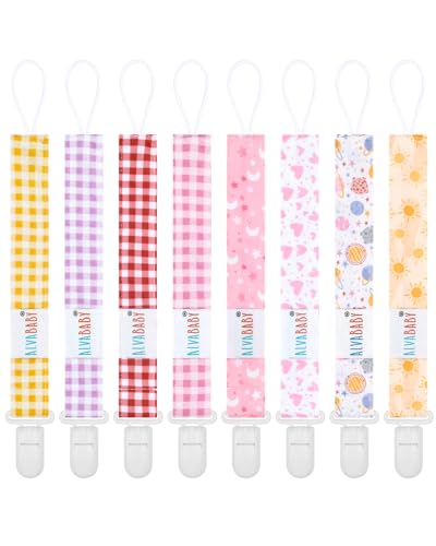 Image of ALVABABY Pacifier Clips 8 Pack Pacifier Binky Paci Holder Leashes for Teethers 8DP23A