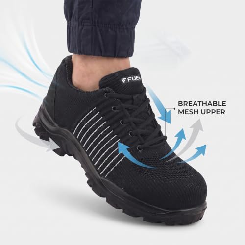 Image of FUEL Aqua Safety Shoes for Men | Lightweight Industrial Steel Toe Safety Shoe | Breathable Knitted Upper | Anti-Bacterial PU Sole | ISI Marked Work Shoes for Men
