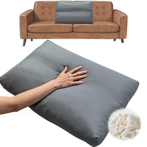 varrisin Shredded Foam Sofa Back Cushions Replacement Soft Couch Pillow Insert Foam&Polyester Fiberfill with Removable Pillowcase for Couch Sofa Bed(31.4 * 18 * 5in)