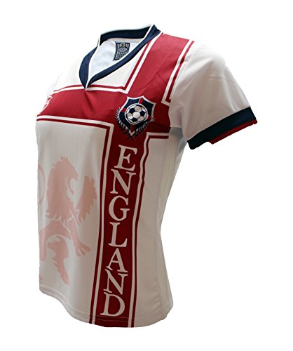 ARZA Sports Women’s England‑Inspired Soccer Fan Jersey – Red and White V‑Neck Short Sleeve Polyester Shirt