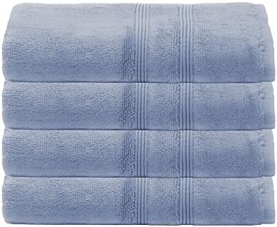 Mosobam 700 GSM Hotel Luxury Bamboo-Cotton, Hand Towels 16X30, Set of 4, Allure Blue, Turkish Hand Towels