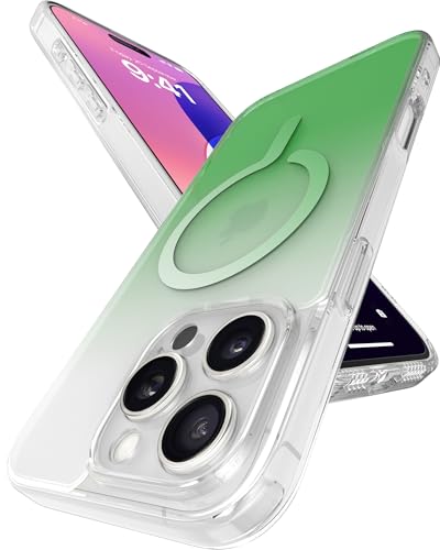 Image of eller sante Maven Magpro Back Cover Case for iPhone 16 Pro Max Scratch Resistant Camera Protector TPU Shockproof 10ft Drop Protection Support Mag-Safe Wireless Charging- Green