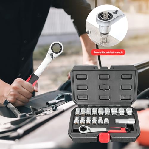 Jeu de clés à douille mallette outils mécanique pour assemblage moteur chrome-vanadium - 8