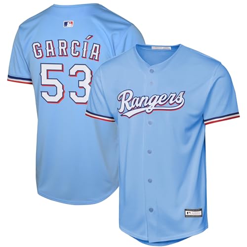 Outerstuff Adolis Garcia Texas Rangers MLB Kids Youth 8-20 Light Blue Alternate Player Jersey (US Numeric 14 16 Regular Adolis Garcia Texas Rangers Light Blue)