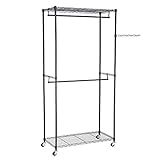 Höhenverstellbar und gute Belastbarkeit - Die Kleiderstange und Ablage lassen sich nach Bedarf in der Höhe einstellen, schafft sortierte Aufbewahrung; die max. Belastung von jeder Ablage beträgt 40 kg, von jeder Stange beträgt 30-40 kg, hält auch schweren Winterjacken stand