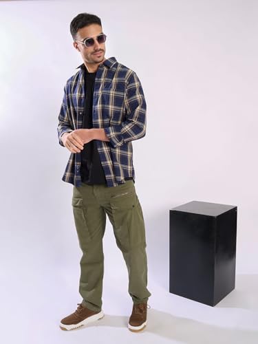 Image of INKAST Men Brown Cargo Trousers with Zip Detail