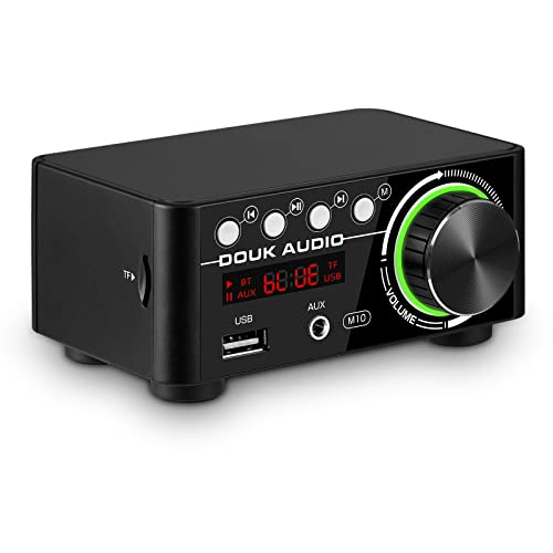 Douk Audio 120W Mini Bluetooth 5.0 Power Amplifier 2.0 Channel Hi-Fi Stereo Class D Audio Amp Wireless Receiver TF USB Home Speaker (Upgrade Version) (Black)