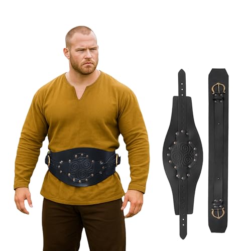 Ceinture LARP Triskelion médiévale double en cuir pour rassemblement viking