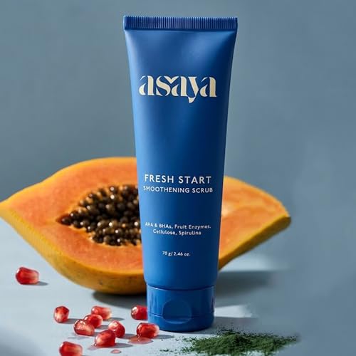 Image of Asaya Fresh Start Smoothening Scrub | Face Exfoliator for Instant Glow-Up | Exfoliating Face & Body | AHA BHA | Dead Skin Remover for Pores, Blackheads & Uneven Skin - 70gm