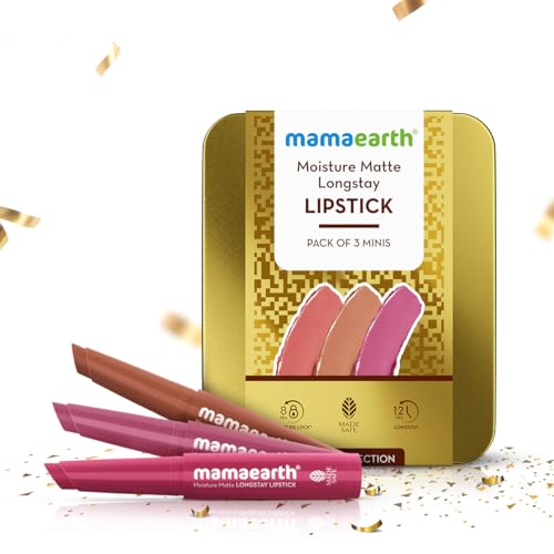 Image of Mamaearth Moisture Matte Long Stay Lipstick Minis Gift Set - Nude Perfection | 8 Hour Moisture Lock | Up to 12-Hour Long Stay | Smudge Proof | Travel-Friendly | Gifting For Valentine's Day, Birthday, Anniversary & Special Occasions | Rakhi Gift for Sister | Premium Gift Pack