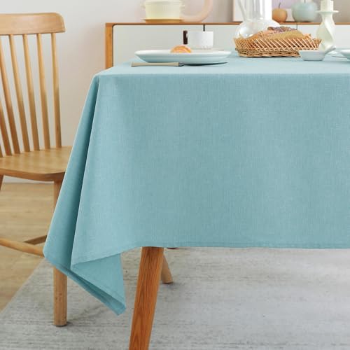 Laolitou Table Cloth Rectangle Linen Waterproof Textured Blue Tablecloth, Washable Wrinkle Free Spill Proof Fabric Tablecloths for Dining Table Farmhouse Kitchen Holiday, 60x84 Inch by Laolitou - Used condition - US$18.04