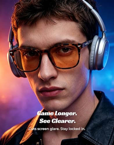 Image of TIJN Premium Blue Light Blocking Glasses for Women Men Computer Gaming Use | Square TR90 Frame Nerd Eyeglasses Anti Blue Ray with Red, Orange, Clear Lens for Computer, Phone, TV and Evening Screen Use
