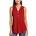 Produktbild Aploa Tank Top Damen Sexy Oberteile Blusen Shirt Ärmellos V-Ausschnitt Für Sommer Strand Vest Mädchen Elegant Button-Down Chiffon Blusen Shirt Business Hemdbluse(Rot.L)