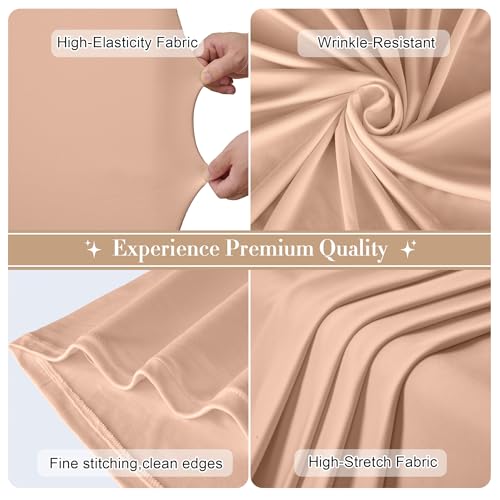 Image of Nude Arch Backdrop Cover Set of 2 (7.2ft & 6ft), Chiara Arch Cover Wrinkle-Free Spandex Arch Cover for Wedding Birthday Party Baby Shower Bridal Shower Ceremony Banquet Fabric Backdrop (No Stand)