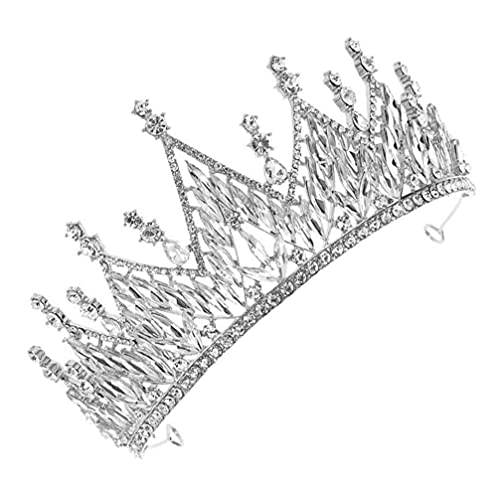 HDHUIXS Zuverlässig Strass Kristall Tiaras Kronen Vintage Hochzeit Primincess Crown Barock Haarschmuck Silber Praktisch Cover
