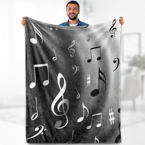 Music Note Gifts Blanket for Women - Abstract Themed Art Gifts Throw for Men Teacher Adult Kids Girls Boys Music Lovers Soft Fuzzy Fleece Cozy Birthday Christmas Lightweight Blanket 60"x80"