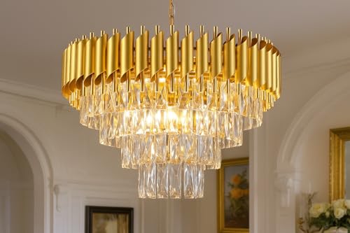 Image of Modern Crystal Chandelie Pendant Crystal Jhumar | for Home| Chandelier for Restaurant | Jhoomar for Hotel | Light Fixture (400MM Full Gold)