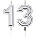 13th Birthday Candles Cake Numeral Candles Happy Birthday Cake Candles Topper Decoration for Birthday Wedding Anniversary Celebration Favor (Silver)