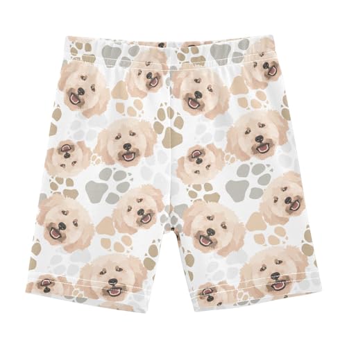 JHKKU Girls Poodle Dog Shorts Cotton Cartwheel Bike Kids Biker Under Dress Dance Short Girl Clothes 8Y