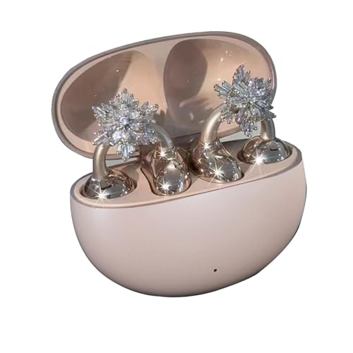 Rhinestone for Clip on Earbuds Open Ear, Elegant Zirconia Decorative Earphone Accessories, Removable Exquisite DIY Decoration Rotating Snowflake Style