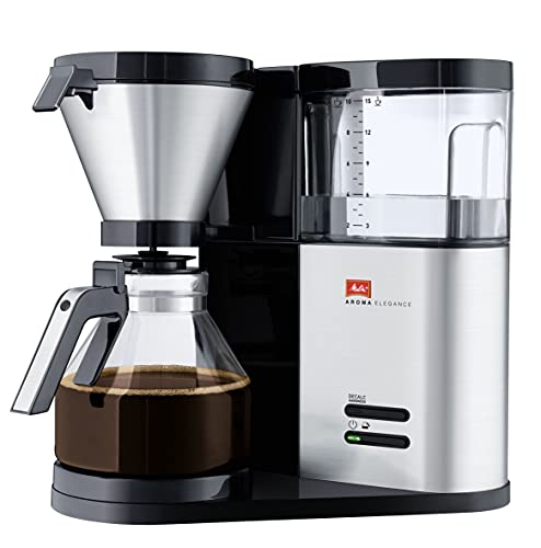 Melitta Cafetera de filtro con jarra de vidrio, Aroma Elegance, Negro/Acero inoxidable mate, 1012-01