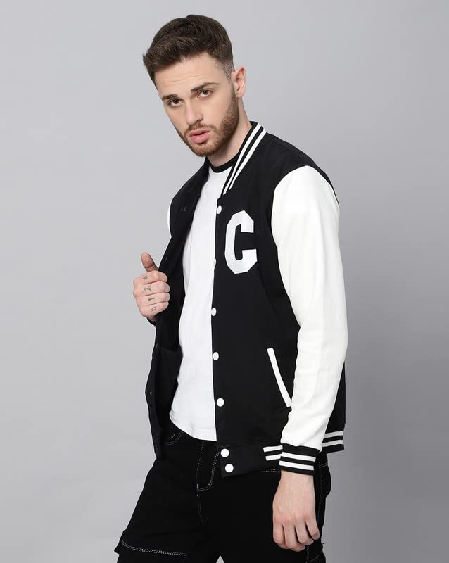 Image of BE SAVAGE Men's Cotton Blend Standard Length Varsity Jacket