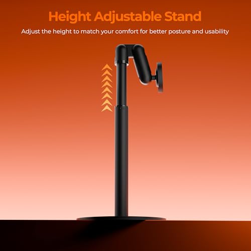 Image of Zebronics Magnetic Mobile & Tablet Holder, 360 Rotation, Multi-Angle Adjustment, Height Adjustable, MagSafe Compatible with Metal Ring, N52 Magnet (MS500)