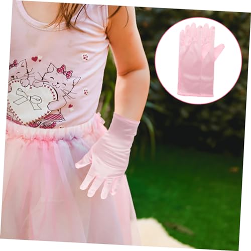 3 Pairs Dress Skirt Gloves for Party Supplies Elegant Princess Style in Pink White Blue for Wedding Flower Ballet Dance and Photography Props4