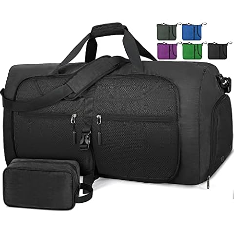Lubardy Travel Duffle Bag for Men Sports Bag Foldable Weekend Overnight Bag Women Water Resistant Holdall Bag with Toiletry Bags Black 100L Cover