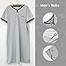 Fashion Store Mens Nightgown Henley Night Shirt for Sleeping Short Sleeve Nightgown Big and Tall, Loose Kaftan Sleepwear(Gray,XX-Large)