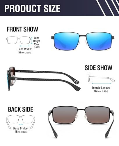 Image of DUCO Retro Rectangular Polarized Sunglasses for Men Trendy Carbon Fiber Shades