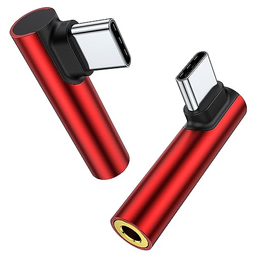 Type C to 3.5mm Audio Adapter USB C to Headphone Adapter (2 Total) Audio Jack to USB C Compatible with Samsung Galaxy S20-S23 S23+Ultra Note 20 10 S10 S9 Plus,Pixel 4 3 2 XL,iPad Pro,MacBook?Red