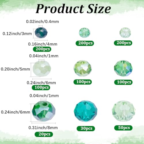 Perles de cristal vertes transparentes SUNNYCLUE pour bijoux de prestige