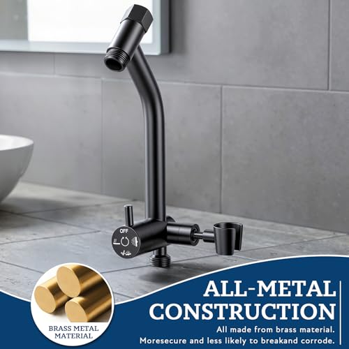 Image of G-Promise All Metal Shower Diverter with Low Handheld Holder, Pause Mode 3-Way Diverter Valve for Handheld and Fixed Shower Head, 4-Setting Universal Bathing System Replacement(6 Inch, Matte Black)