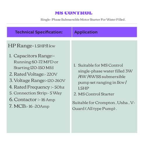 Image of MS CONTROL 1.5 HP Automatic Control Panel for Water Filled Submersible Pump /Motor Starter for Water Filled Heavy Duty Submersible Pump Submersible Water Pump (Yellow & Black)