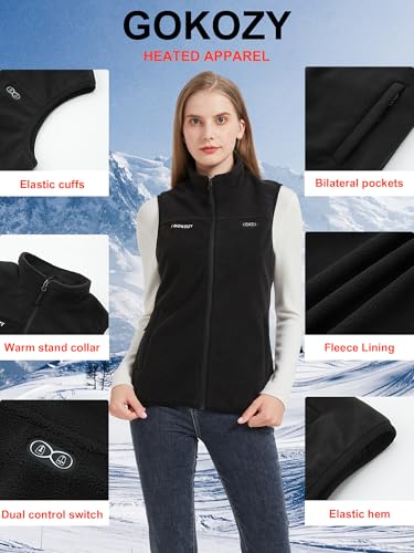Chaleco calefactable mujer de forro polar Gokozy lavable con 3 niveles de temperatura 2